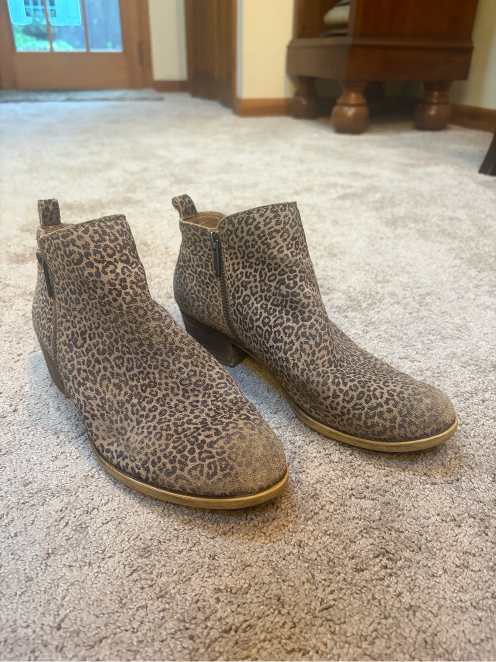 Lucky Brand Cheetah/Leopard Print Suede Ankle Booties